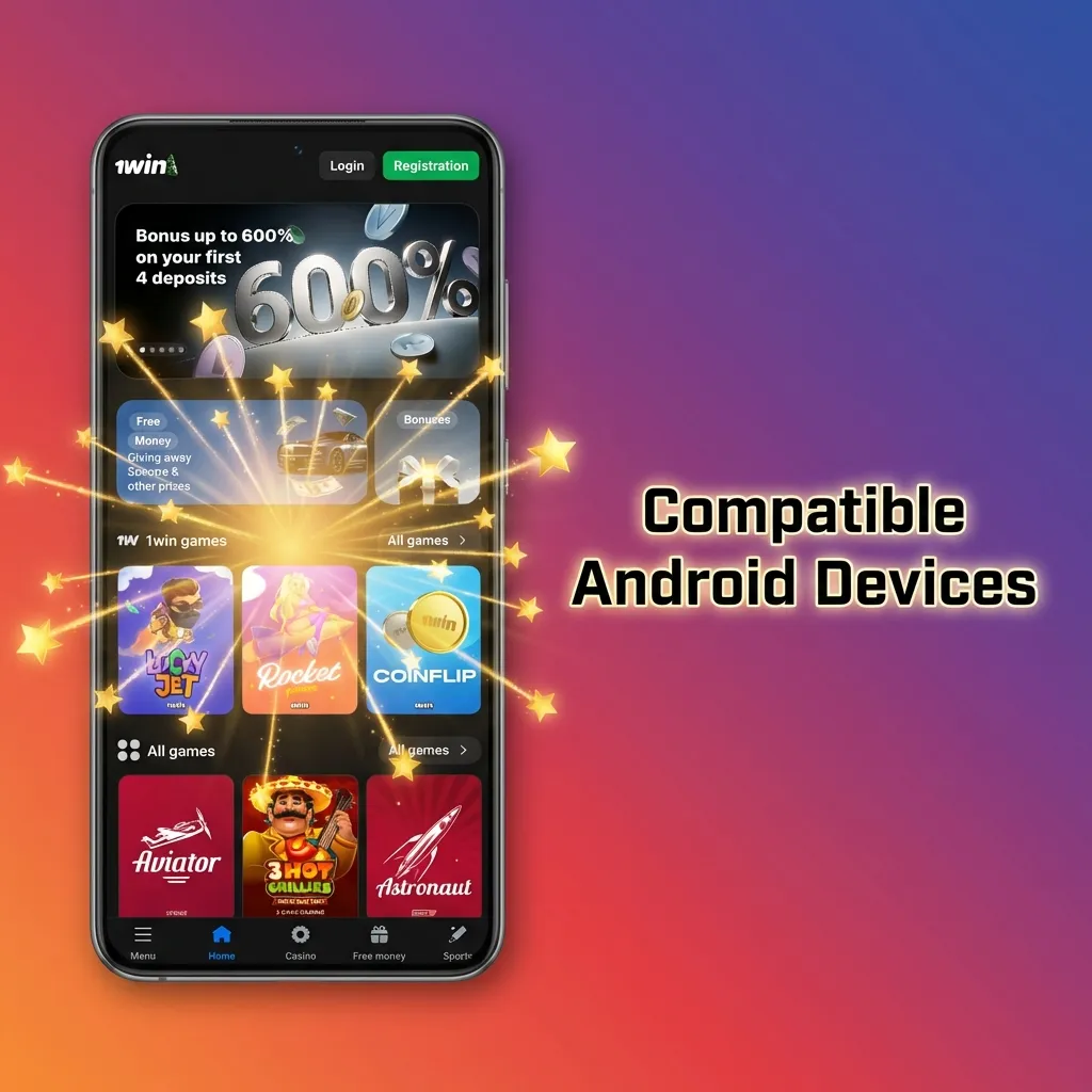 List of popular Android smartphone models compatible with 1win app in India including Samsung, Xiaomi, Realme brands