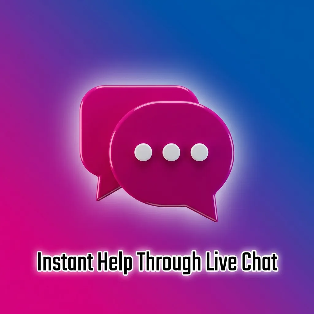 Live chat support interface showing 24/7 customer service availability for instant help with account issues