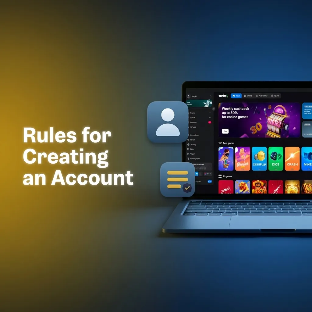 Rules for creating a betting account including age verification, one account limit, and document requirements