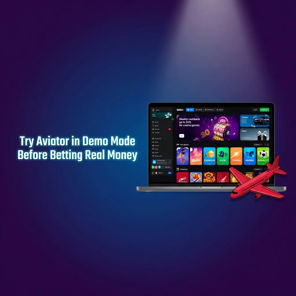 Player testing Aviator game demo mode with virtual credits on screen before placing real money bets