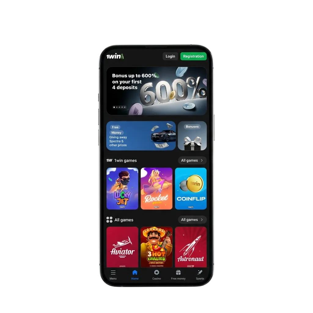 1win mobile app download page showing Android APK and iOS options for betting and casino gaming in India