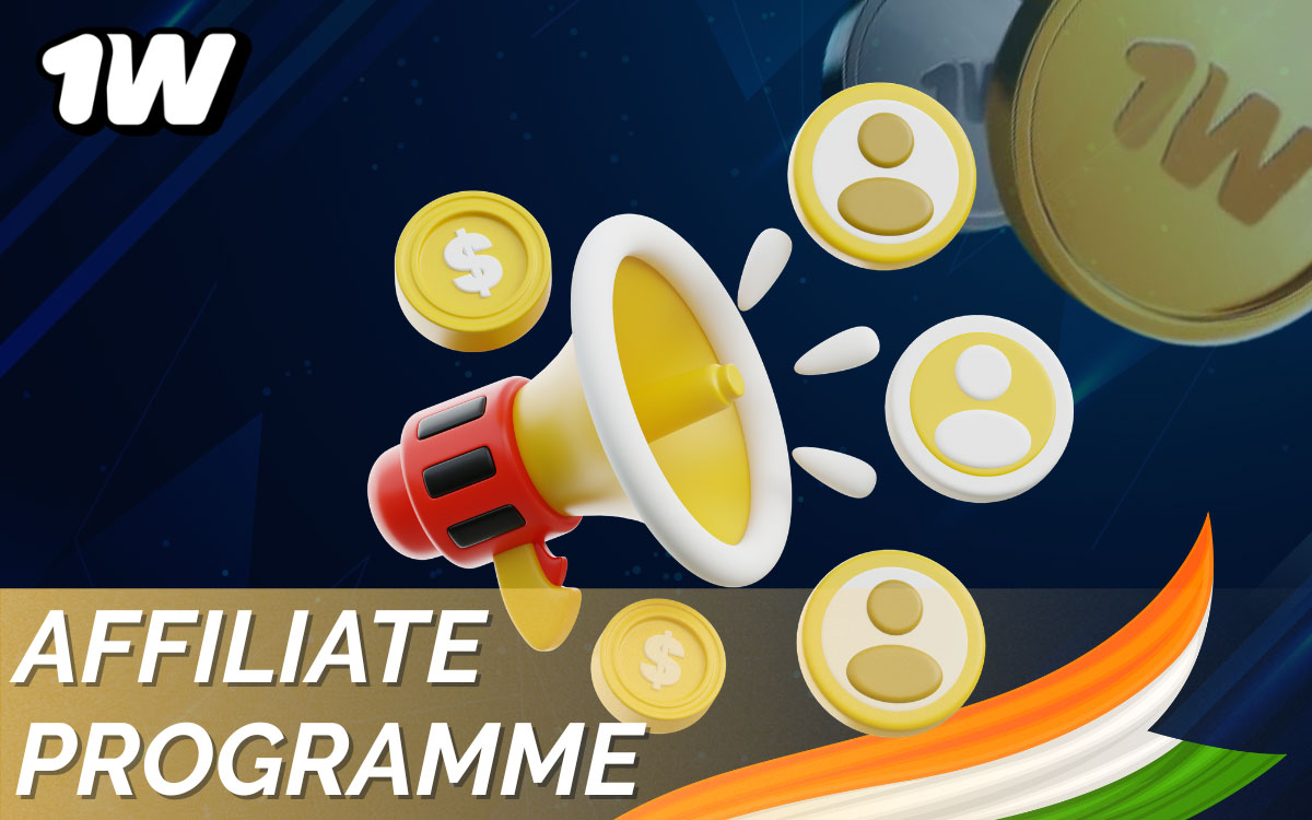 1win affiliate programme dashboard showing commission tracking tools and marketing materials for Indian market partners