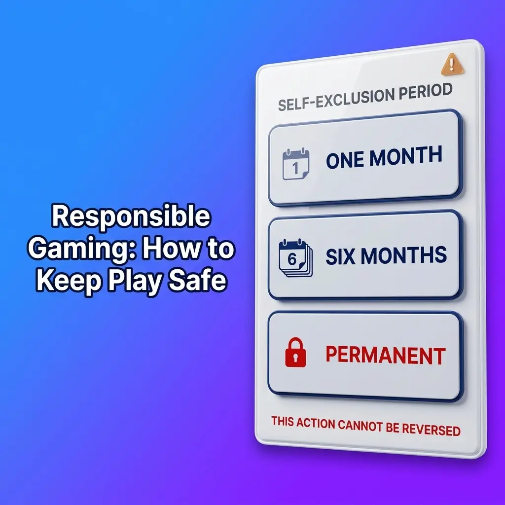 Responsible gaming tips for online casino players showing budget limits, breaks, and support resources for safe play